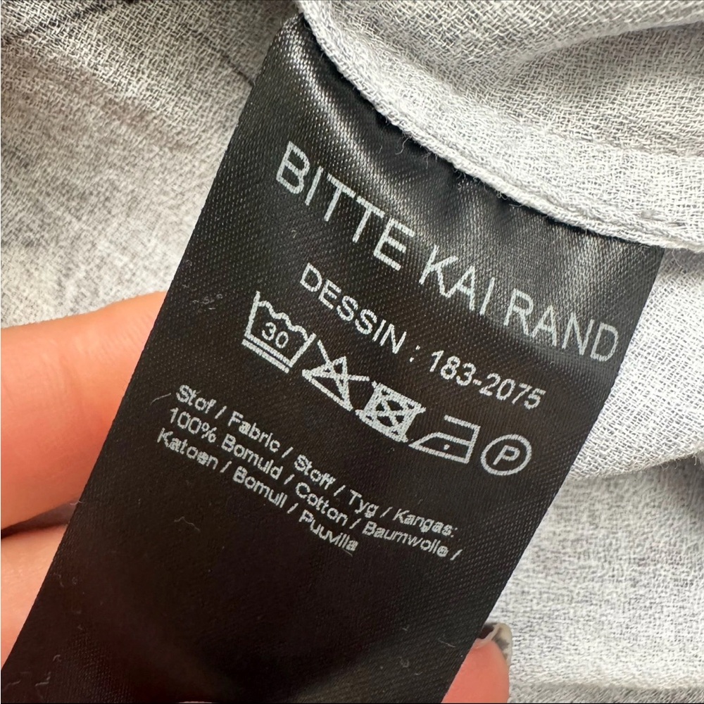 Bitte Kai Rand Cotton Shirt Dress Gray Dandelion Print Utility Pockets Sz M EUC - Picture 11 of 12